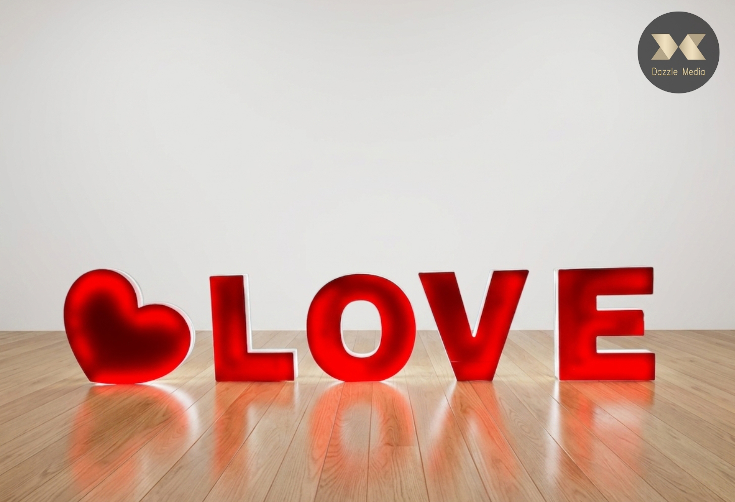Small 210mm glowing red LOVE letters and heart set for proposal or intimate dinner Melbourne